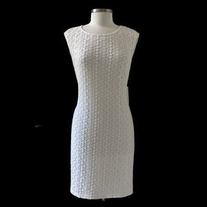 Chic White Textured Midi Dress